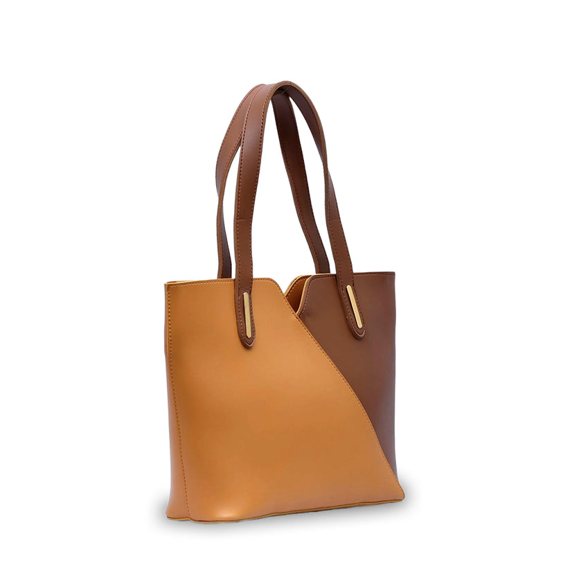 Hand bag 3 Two tone Mustard Brown - Bags online