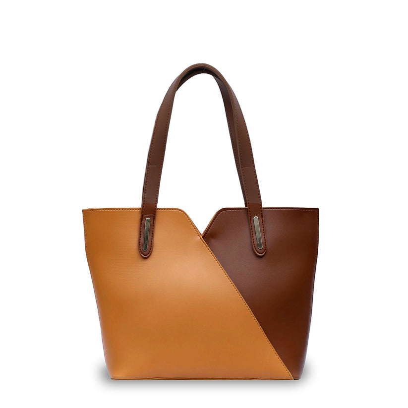 Hand bag 3 Two tone Mustard Brown - Bags online