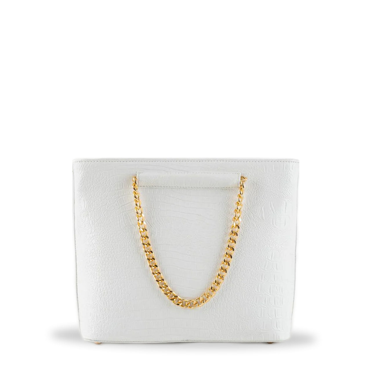 White Embossed Handbag with Gold Chain | Time less Everyday Handbag - Bags online
