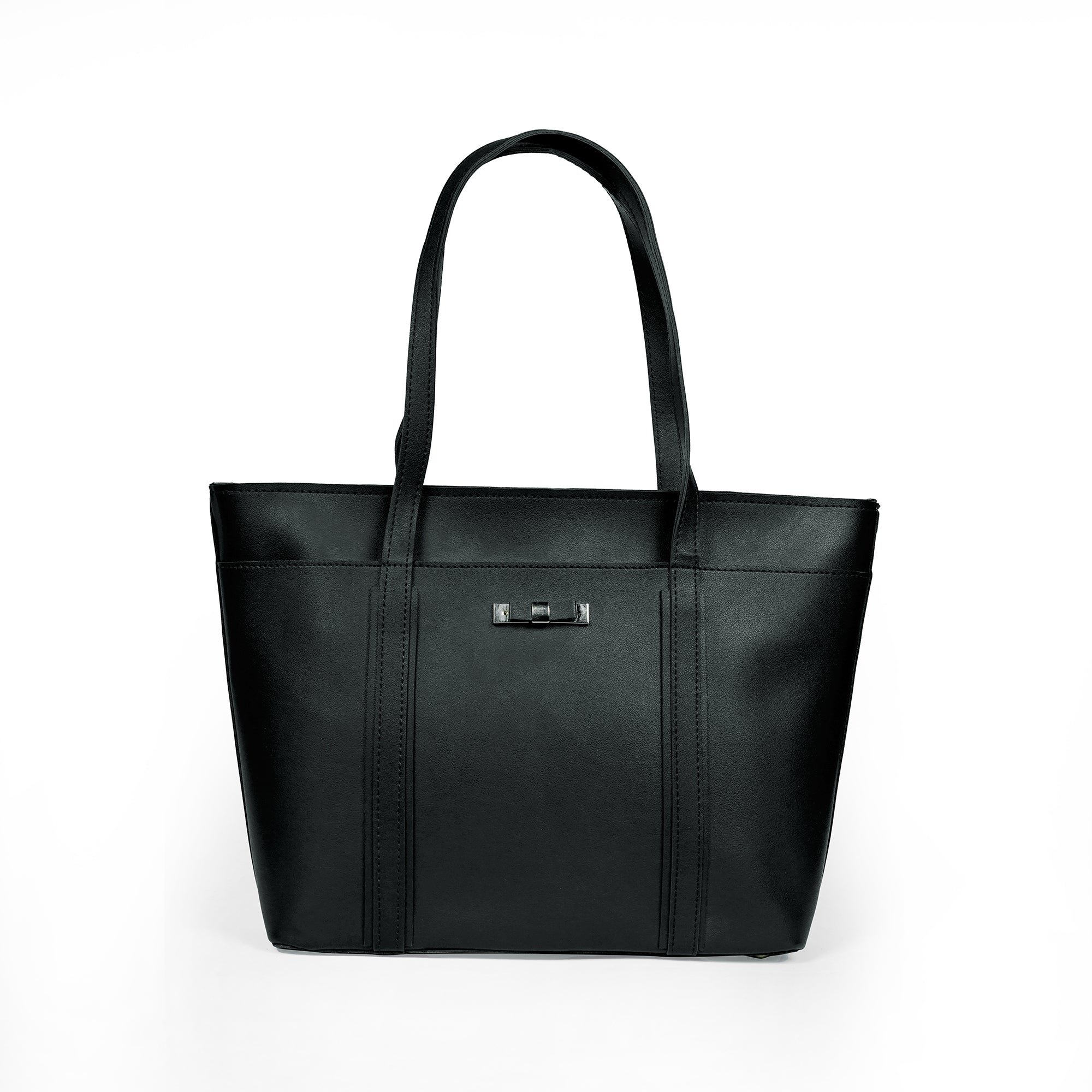 Classic Black Women’s Tote Bag – Stylish Leather-Look Handbag