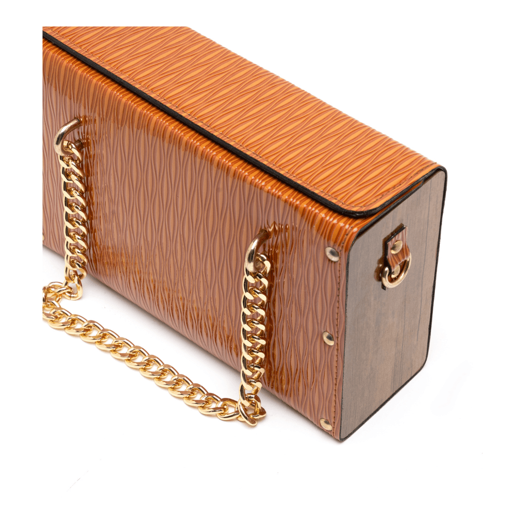 Luxe Gloss Brown Hand Bag with Stylish Gold Chain - Bags online