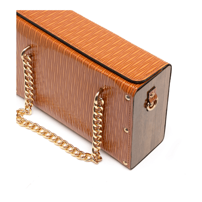 Luxe Gloss Brown Hand Bag with Stylish Gold Chain - Bags online