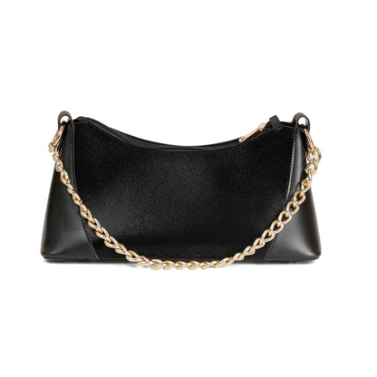 Sleek Black Shoulder Bag with Gold Chain Strap – HAND BAG - Bags online