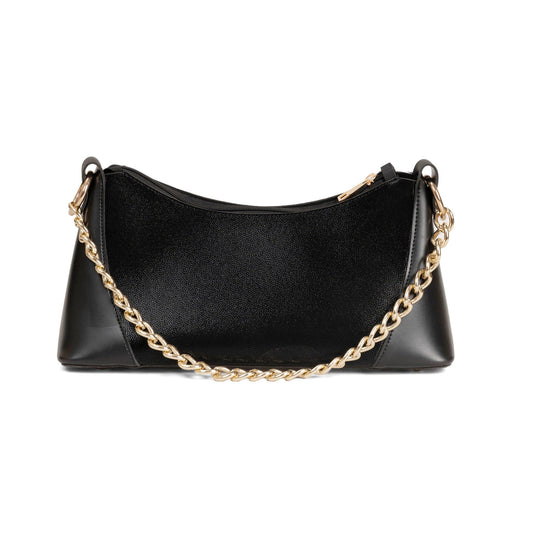 Sleek Black Shoulder Bag with Gold Chain Strap – HAND BAG - Bags online