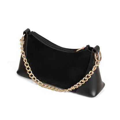 Sleek Black Shoulder Bag with Gold Chain Strap – HAND BAG - Bags online