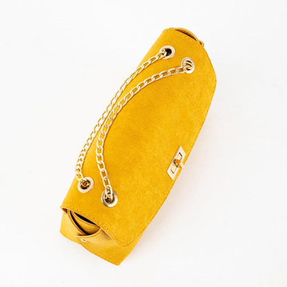 Yellow Faux Leather Designer Bag with Cardholder and Keychain - Bags online