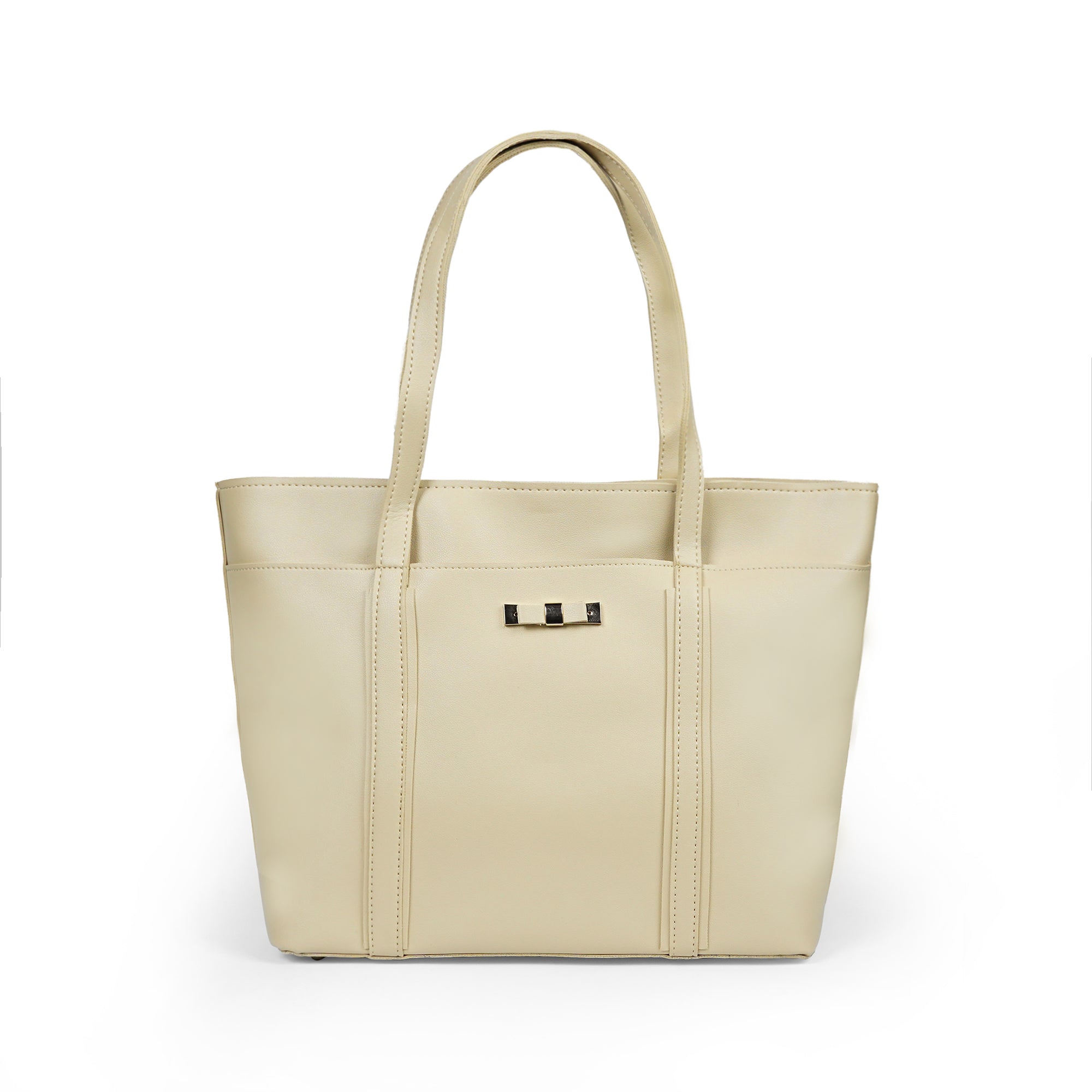 Elegant Beige Women’s Tote Bag – Neutral Leather-Look Handbag