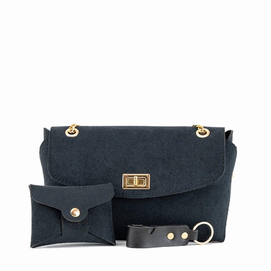Faux Leather Crossbody Bag with Cardholder and Keychain - Bags online