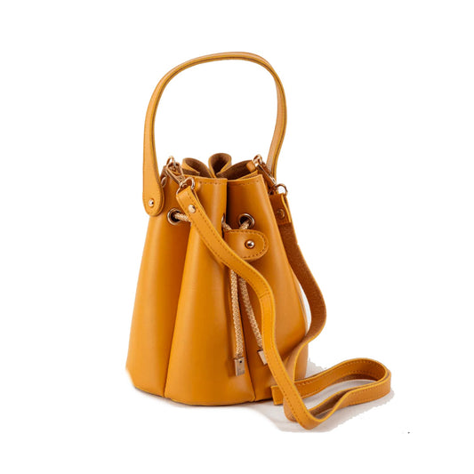 Sleek Black Leather Bucket Bag - Effortless Style and Versatility - Bags online