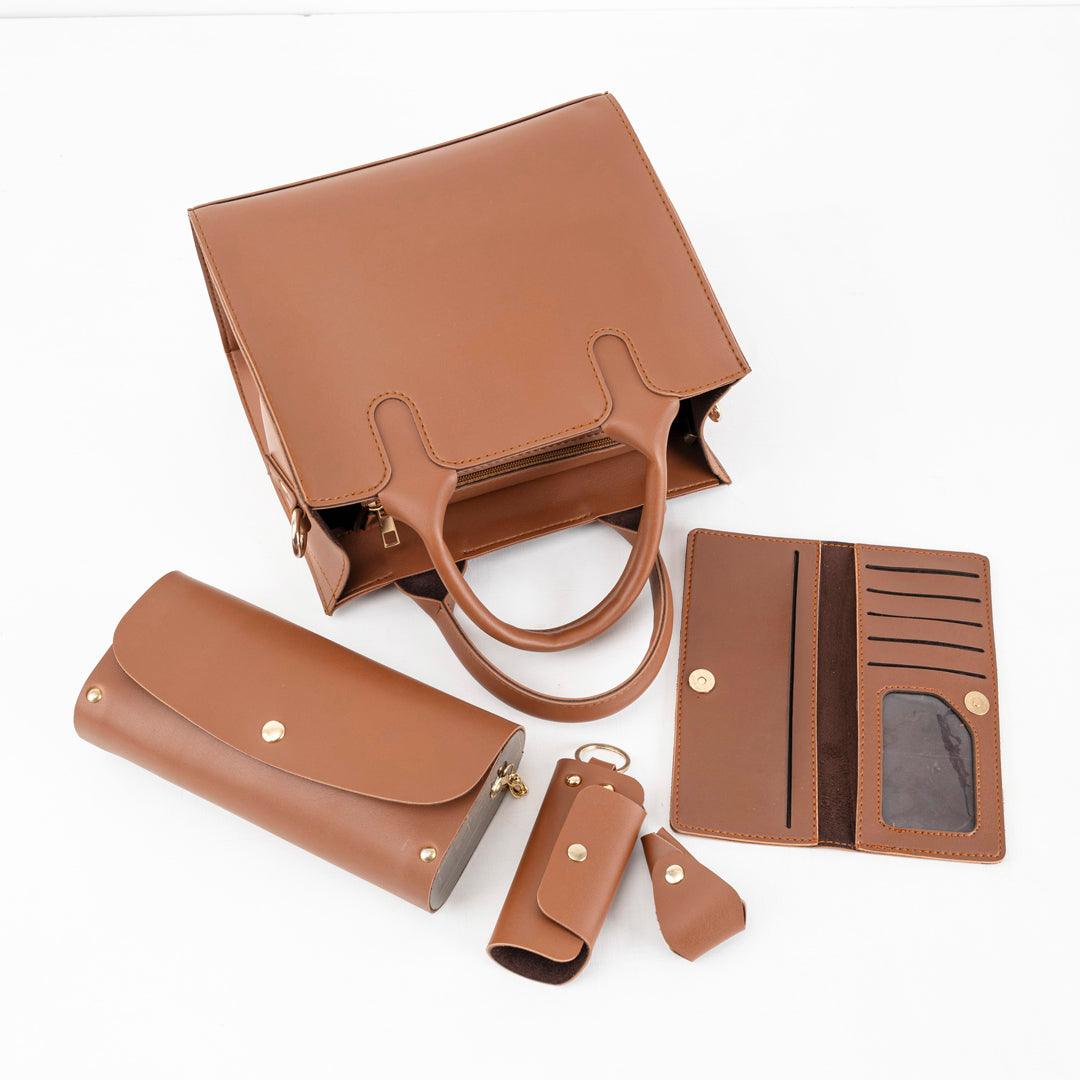 5-Piece Brown Leather Handbag Set – Elegant & Versatile Collection - Bags online