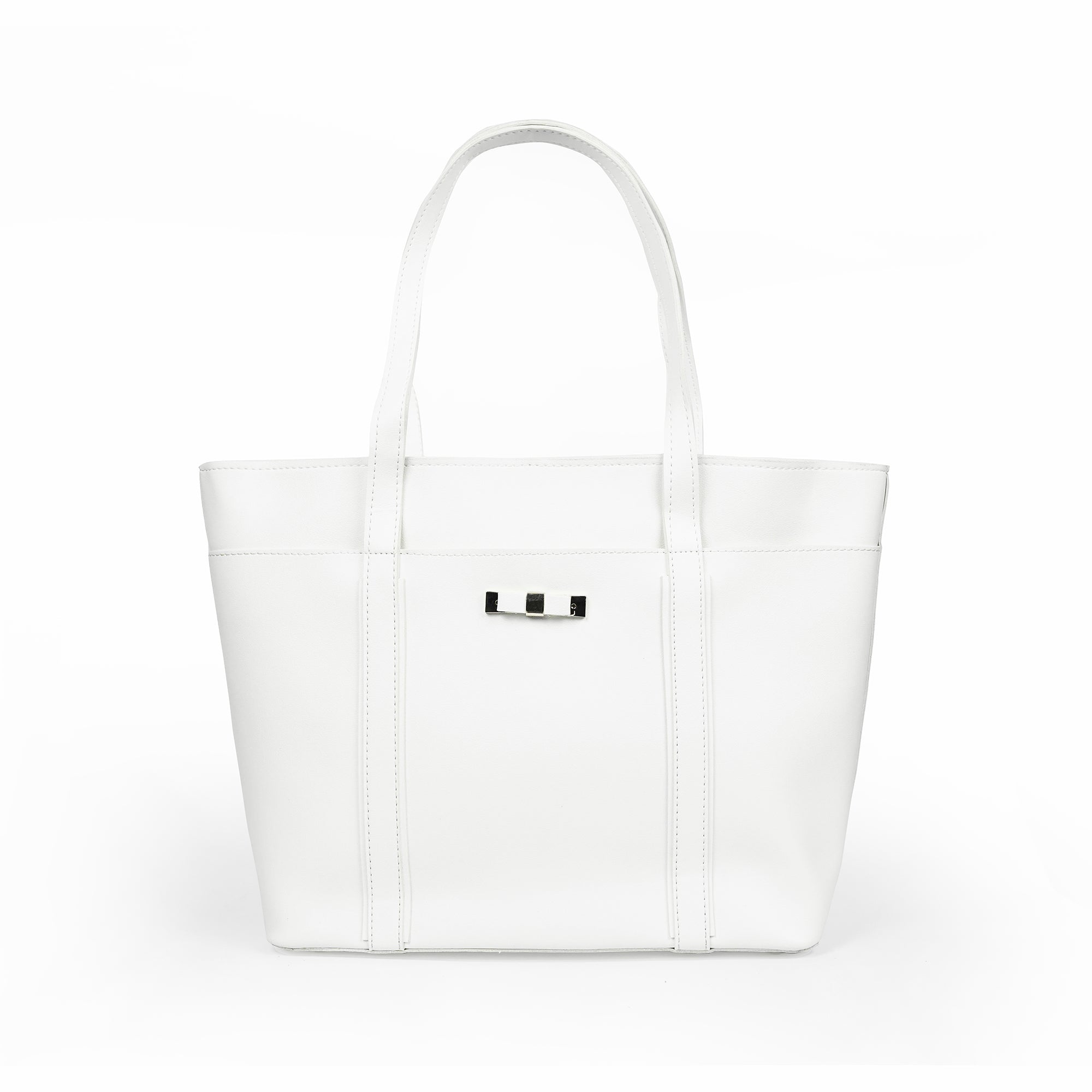 Elegant White Women’s Tote Bag – Minimal Leather-Look Handbag for Modern Style