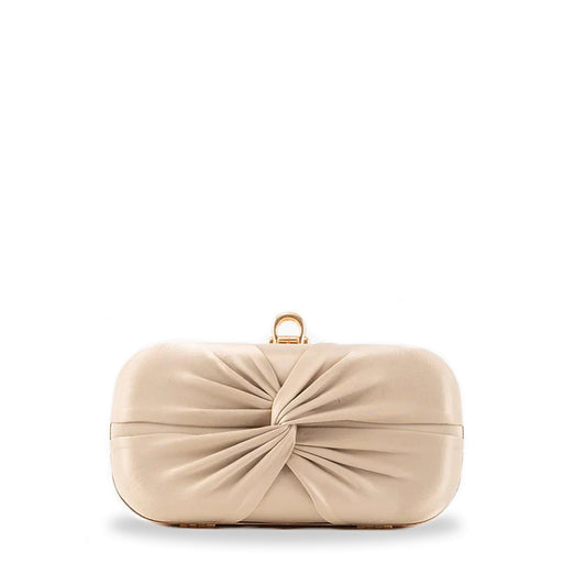 Elegant Pearl Accent Champagne Clutch – A Timeless Evening Essential - Bags online