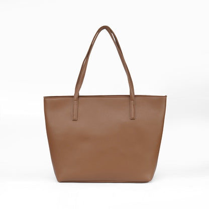 Back view of the Zara brown everyday tote bag, showing its clean, minimalist design