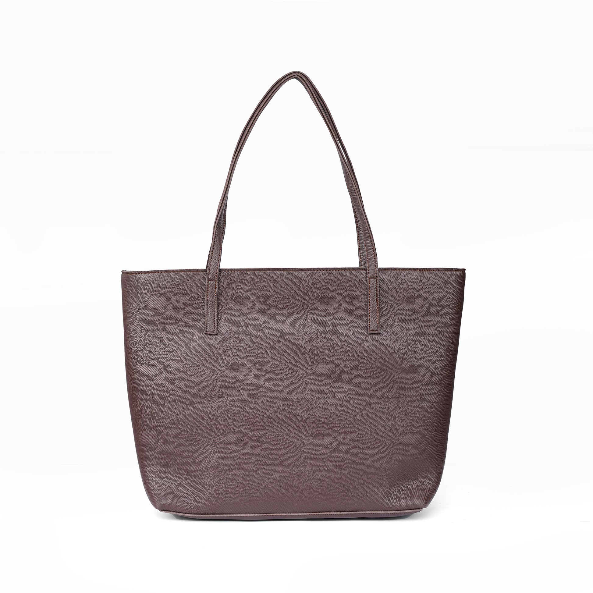 Back view of the Zara coffee brown shoulder bag, showing the unadorned side and high-quality material.