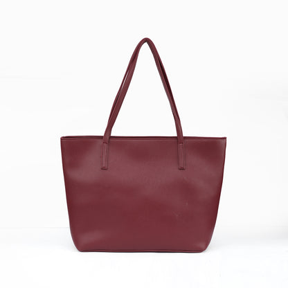 Back view of the Zara maroon everyday tote bag, showing the plain side in its rich color.