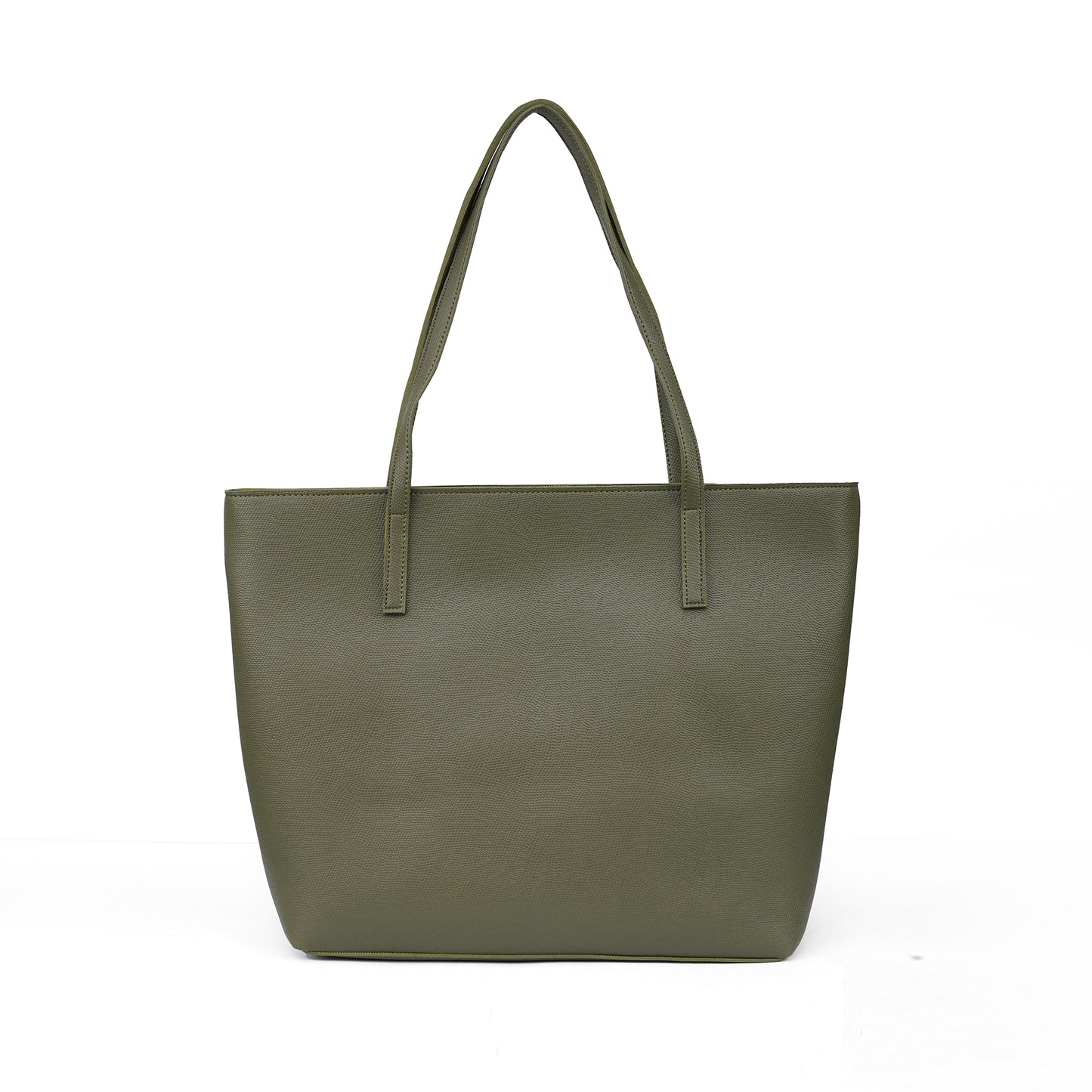 Back view of the Zara olive green everyday tote, showing the clean, unadorned side