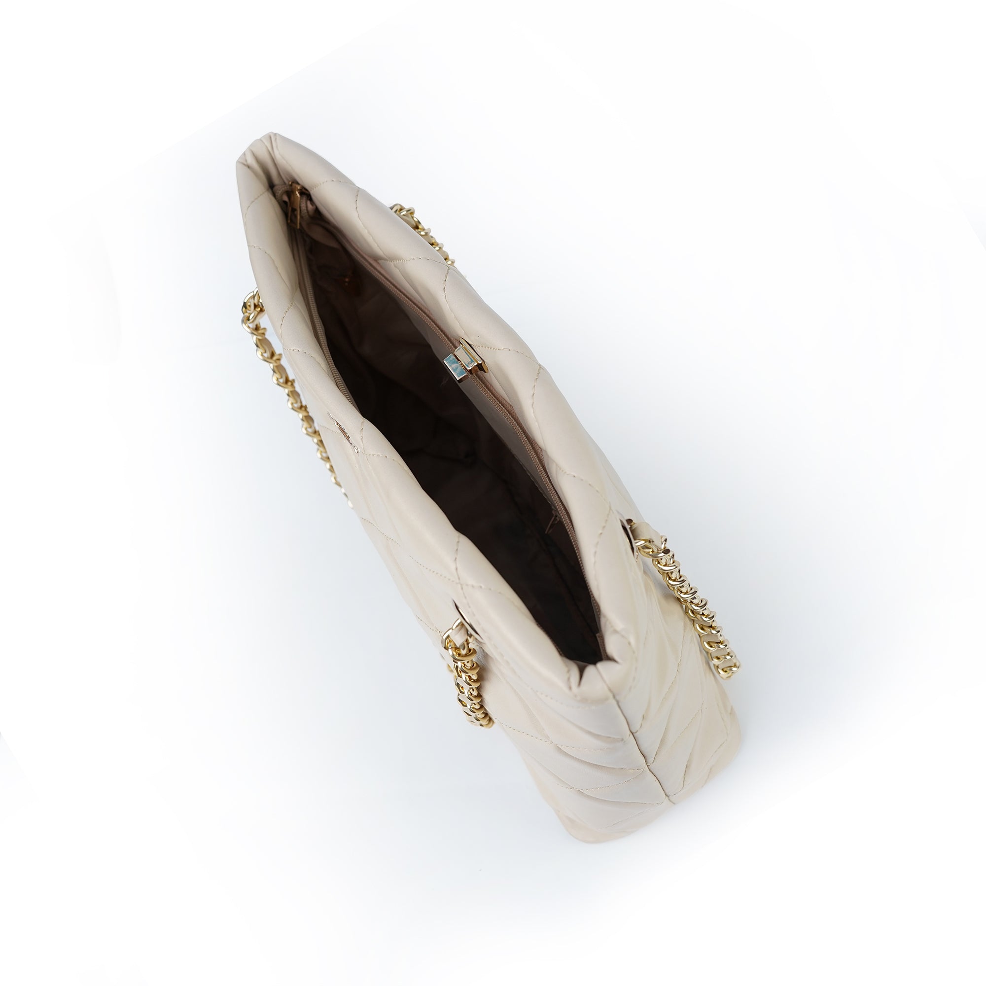 Beige handbag – top zipper and spacious interior