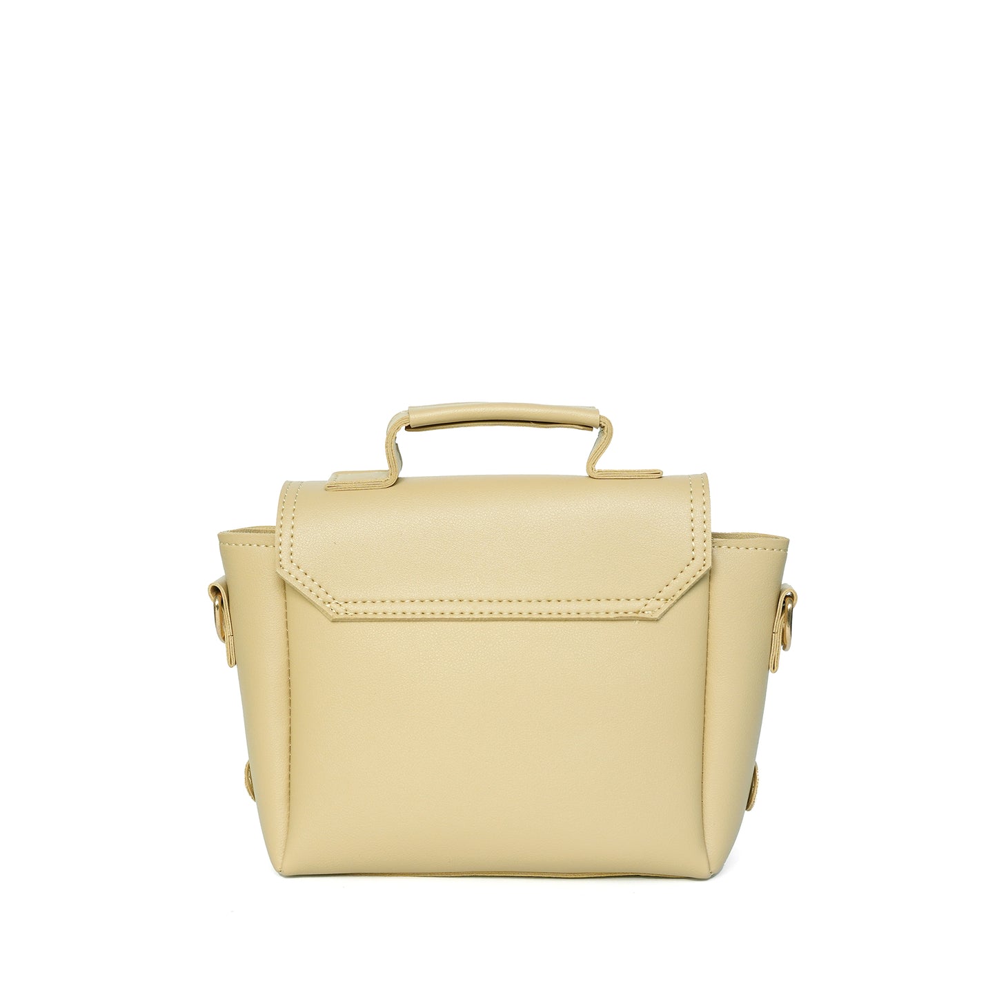 Beige women’s satchel shoulder bag – back on white background