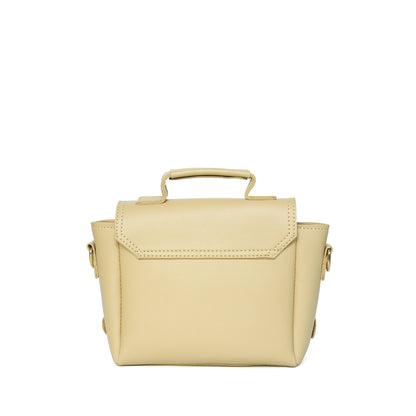 Beige women’s satchel shoulder bag – back on white background