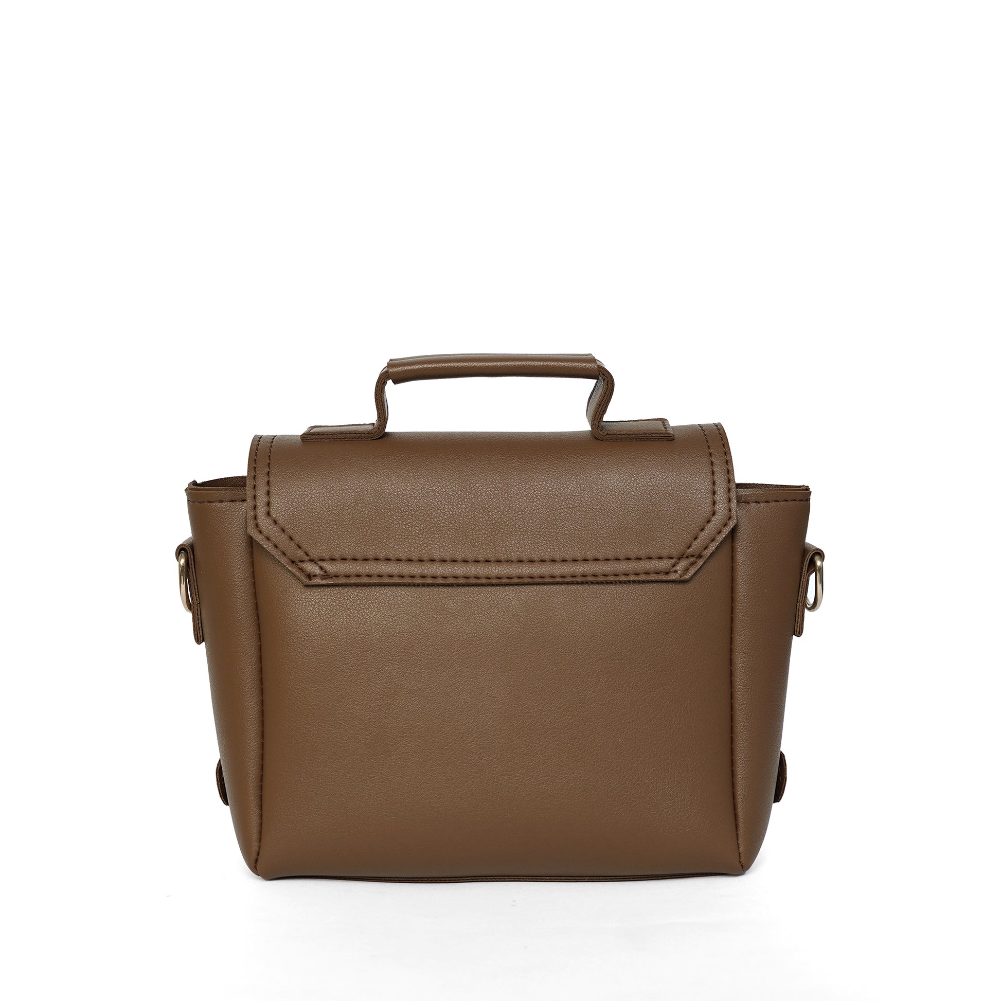 Brown women’s satchel shoulder bag BACK facing