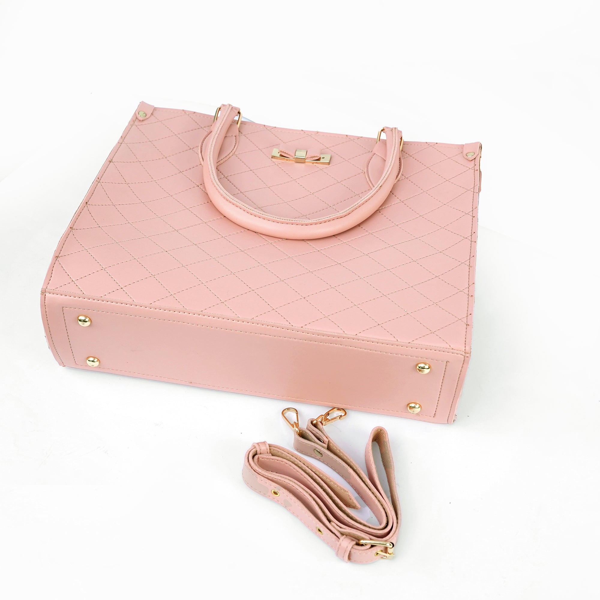 Close up  Pink Diamond-Stitched tote bag Pakistan | Trendy Ladies Tote for Women