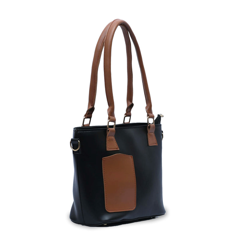 Hand bag 4 Black with Brown Pocket - Bags online