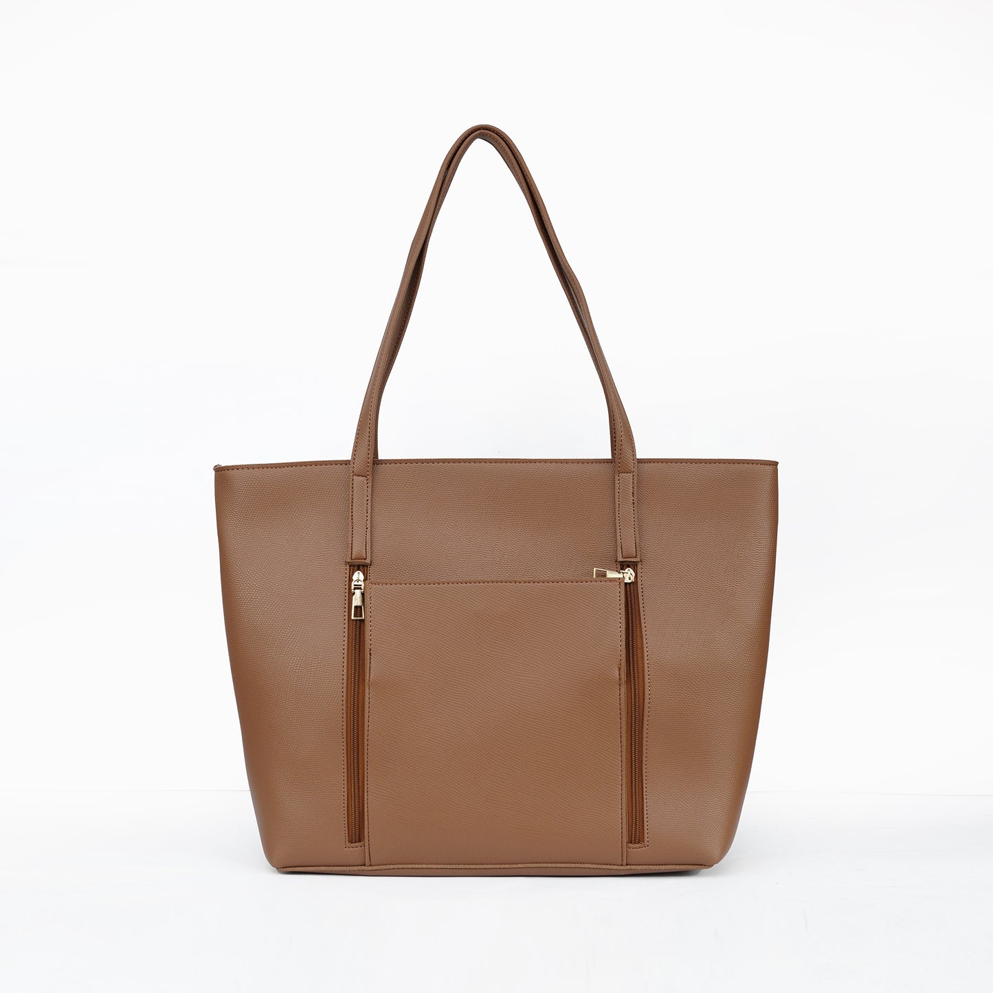 Front view of the Zara brown tote bag, a casual and stylish handbag for women in Pakistan