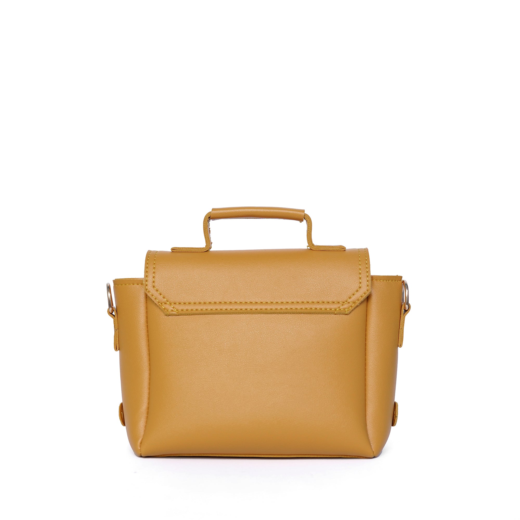 Yellow ladies satchel shoulder bag – back view