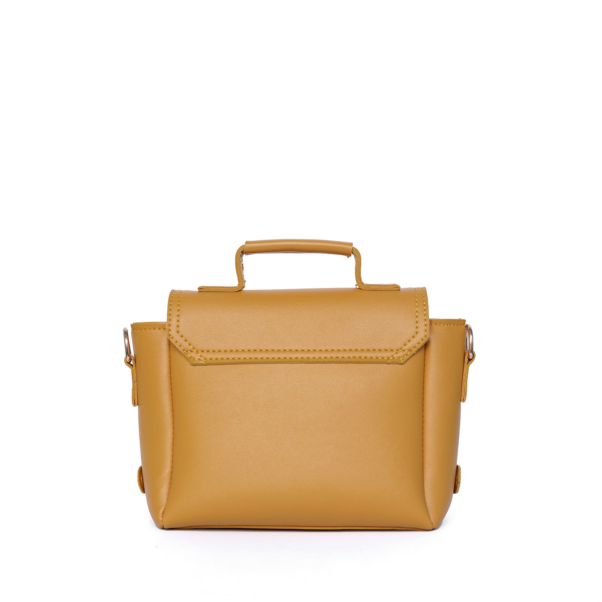 Yellow ladies satchel shoulder bag – back view