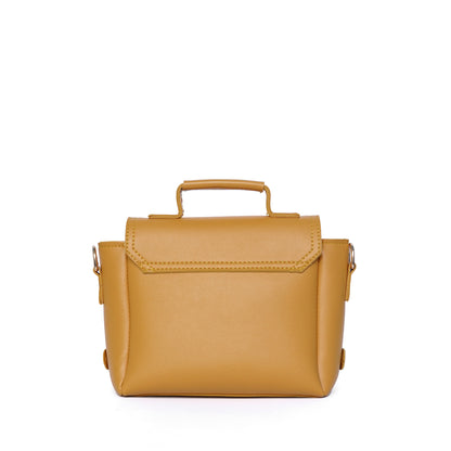 Yellow ladies satchel shoulder bag – back view