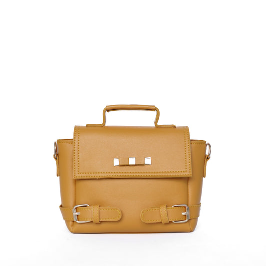Yellow ladies satchel shoulder bag – front view