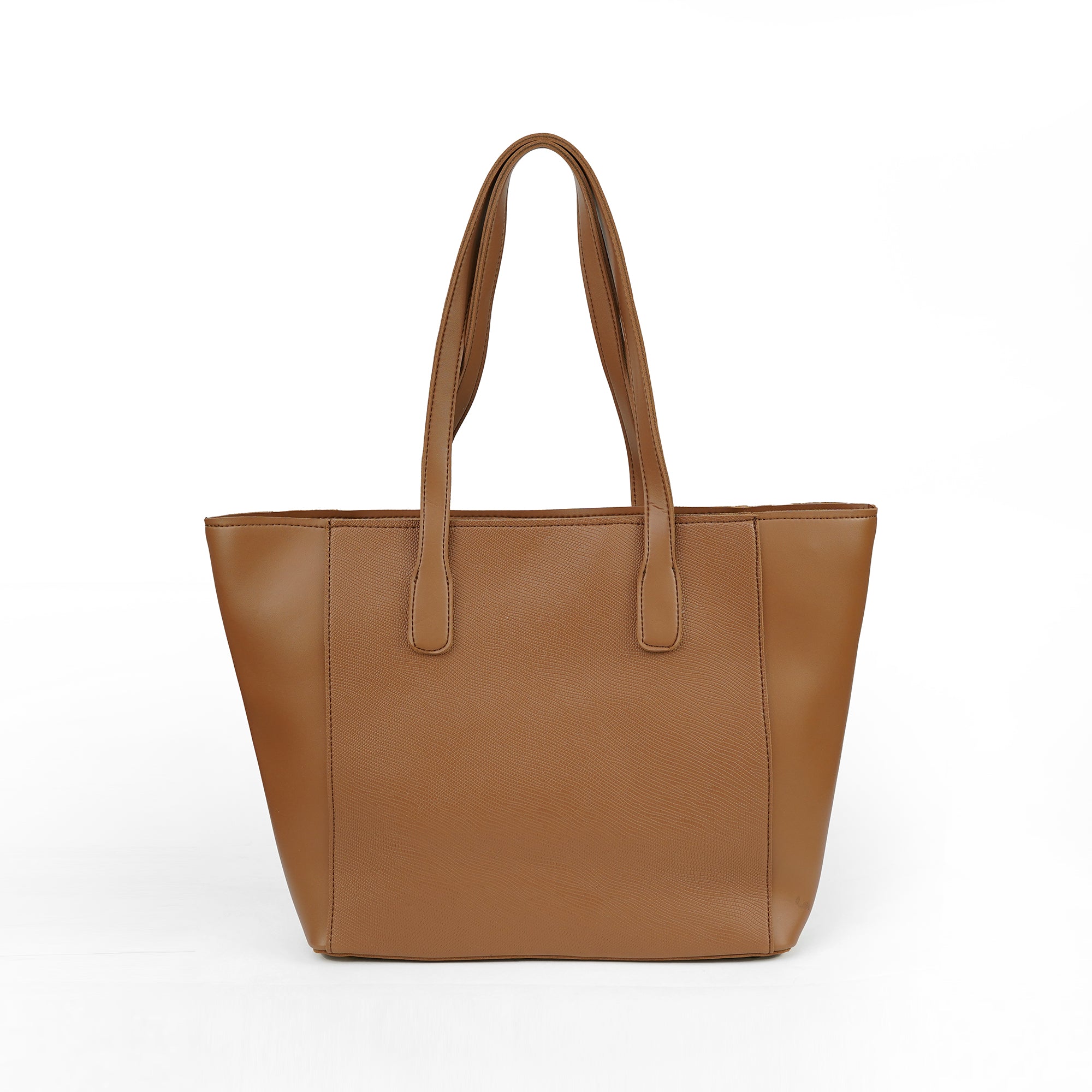 Back view of the Alizeh brown structured tote bag, showing its clean, minimalist design