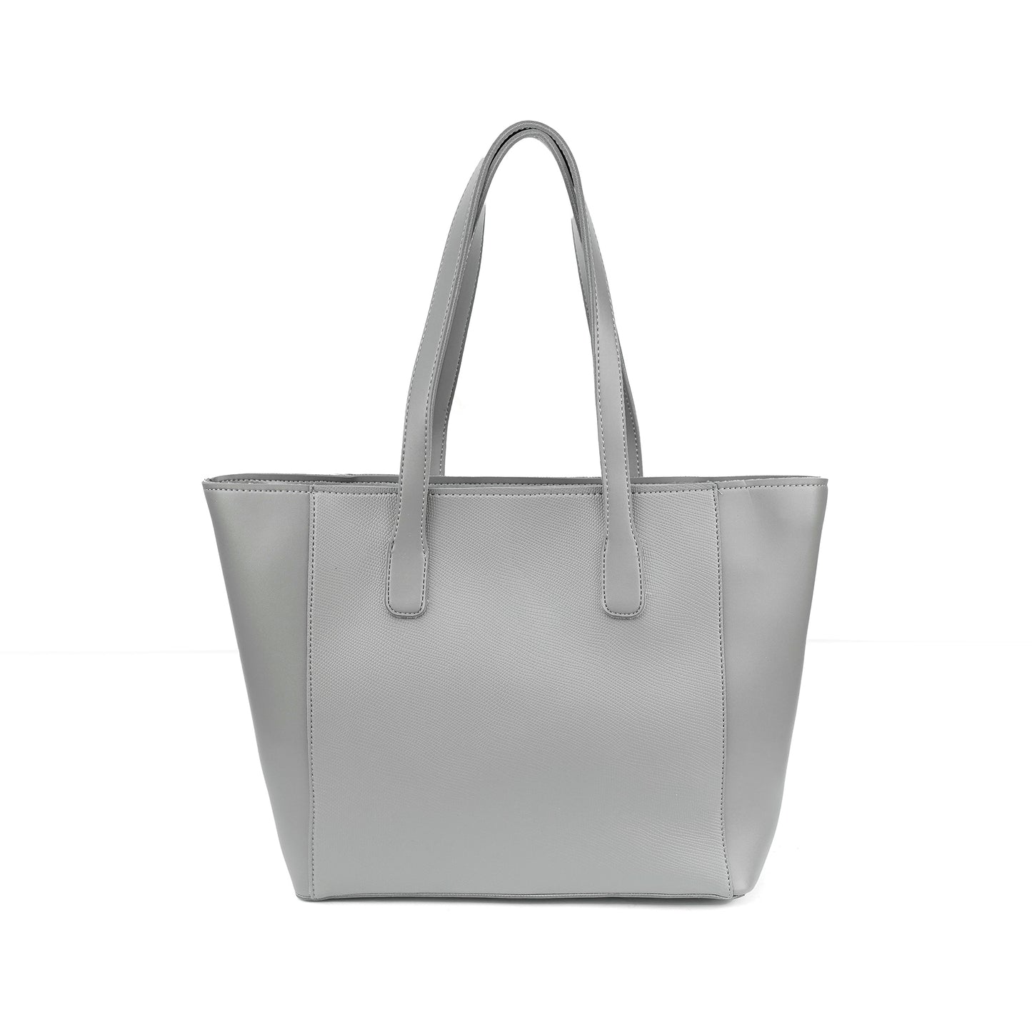 Back view of the Alizeh grey structured tote, showing its sleek, plain side