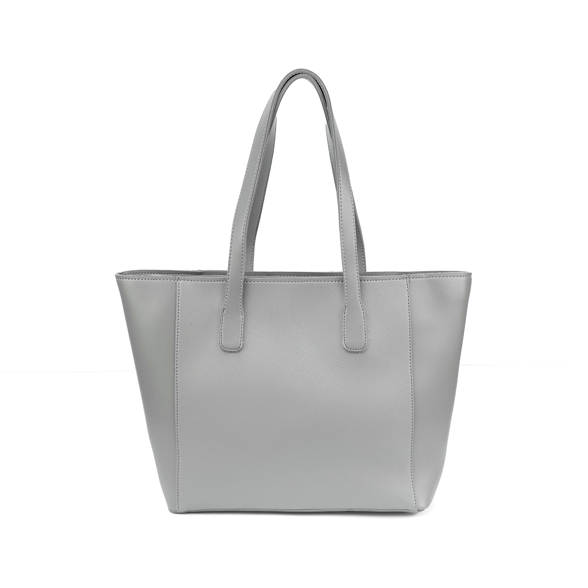 Back view of the Alizeh grey structured tote, showing its sleek, plain side