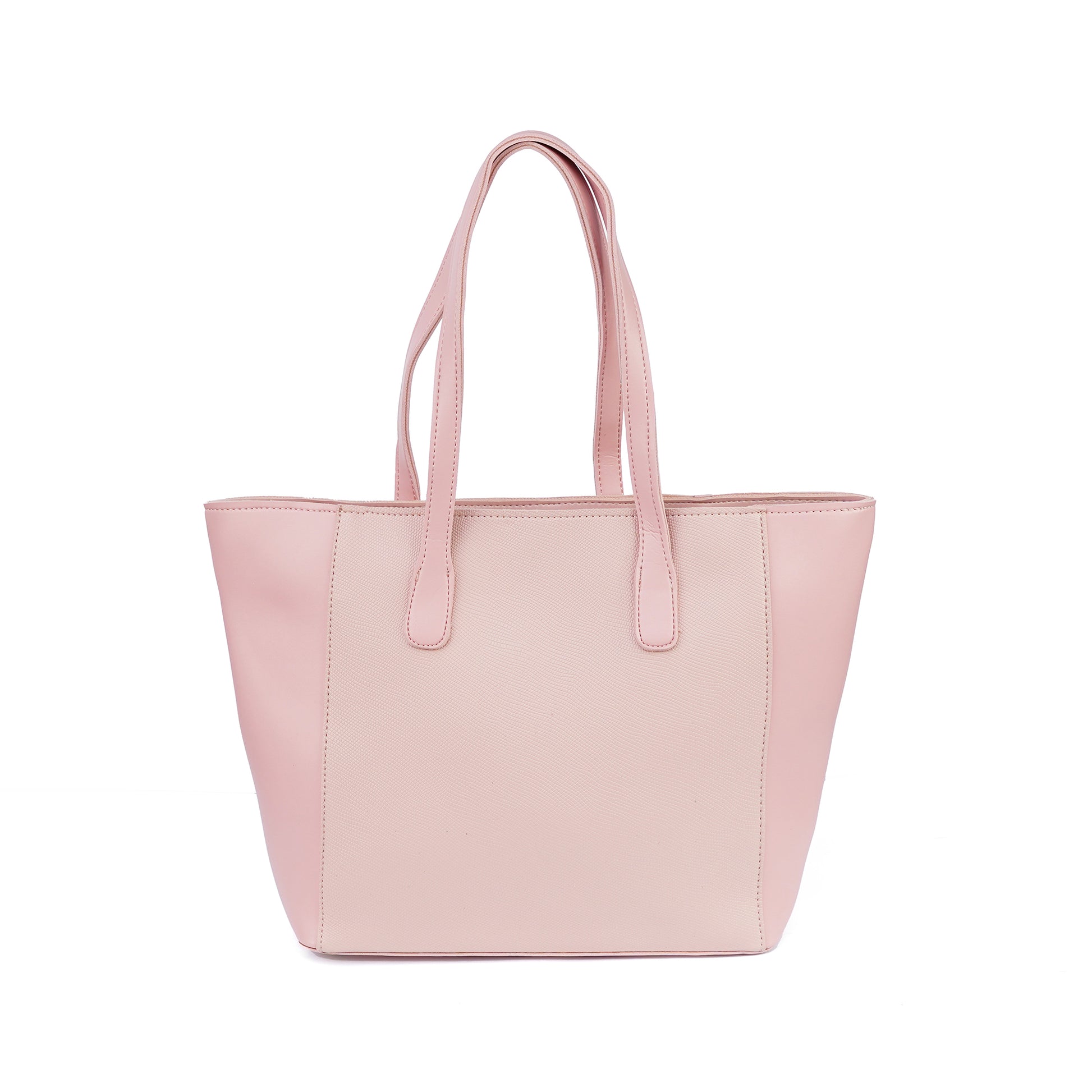 Back view of the Alizeh pink tote bag, showing its clean lines and soft color