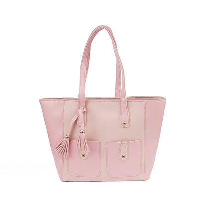 Front view of the Alizeh pink structured tote bag, a charming and feminine handbag for women in Pakistan
