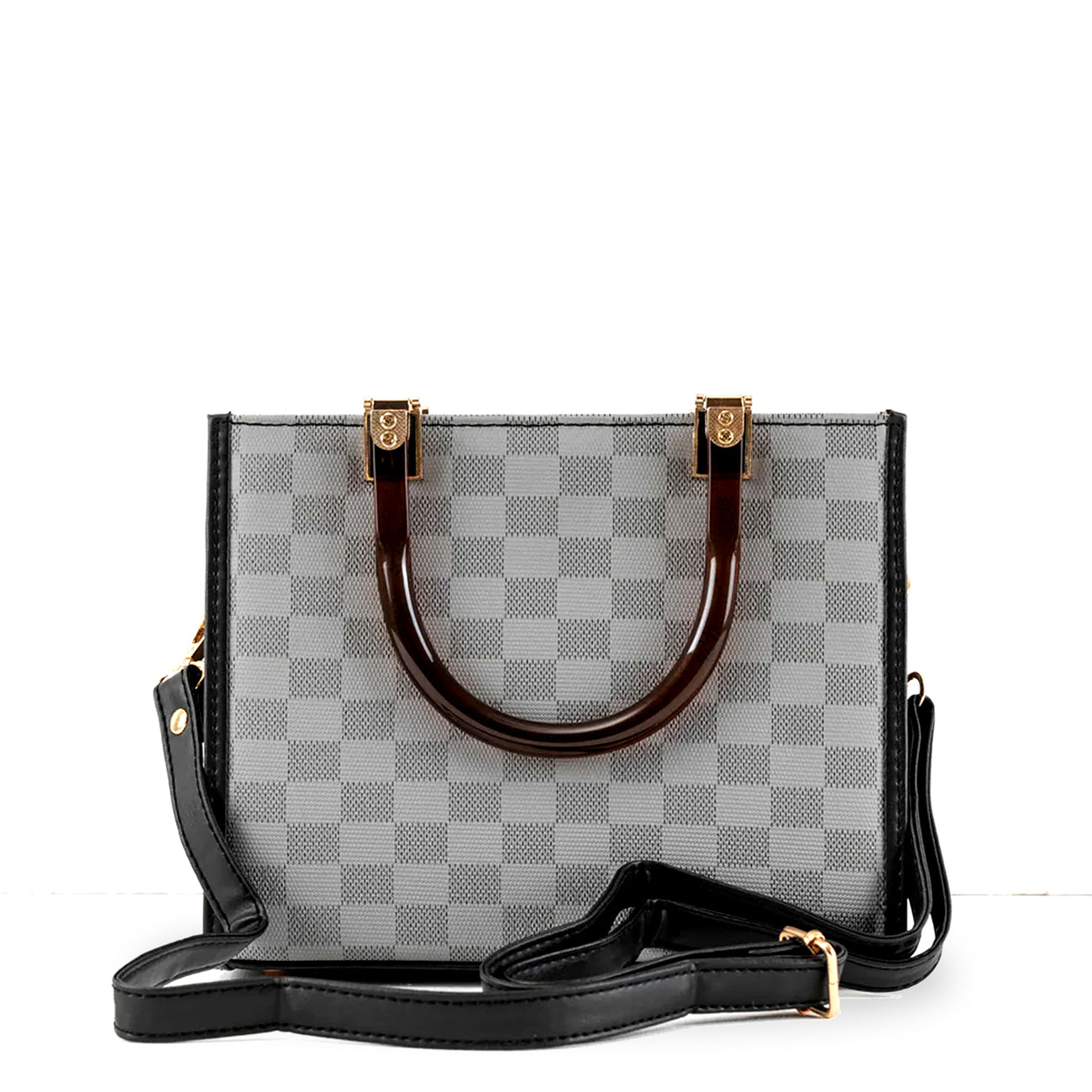 Luxury Checkered Tote Bag with Sleek Handles - Elegant and Functional - Bags online