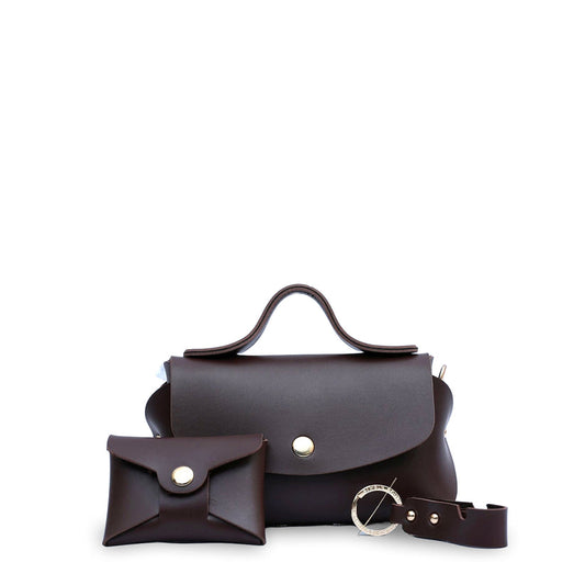 Cross body bag three PC set Chocolate Brown - Bags online
