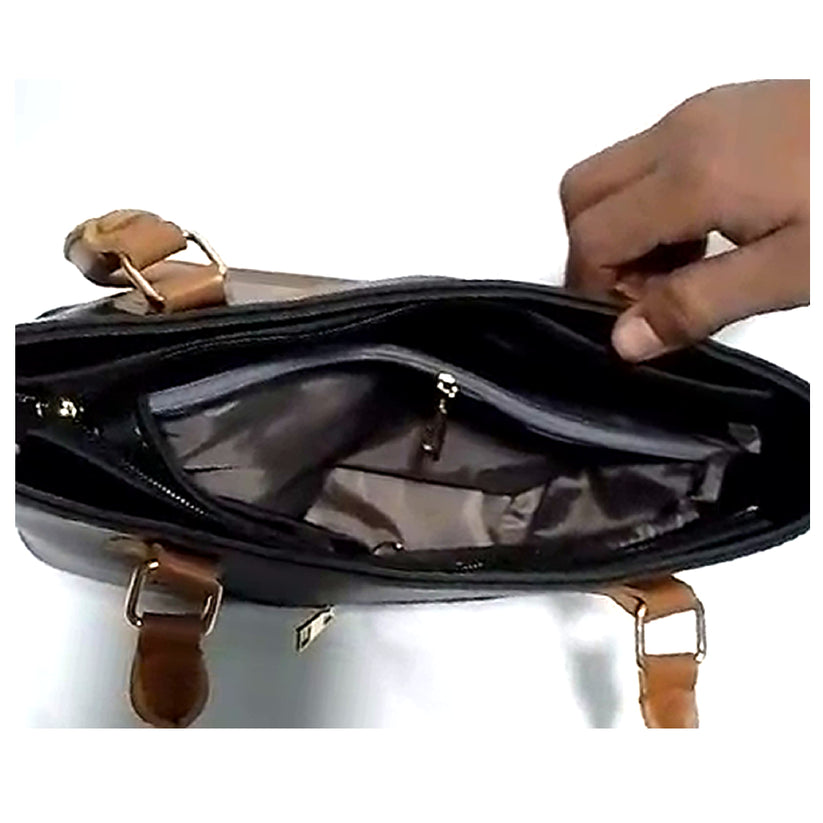 Hand bag 4 Black with Brown Pocket - Bags online