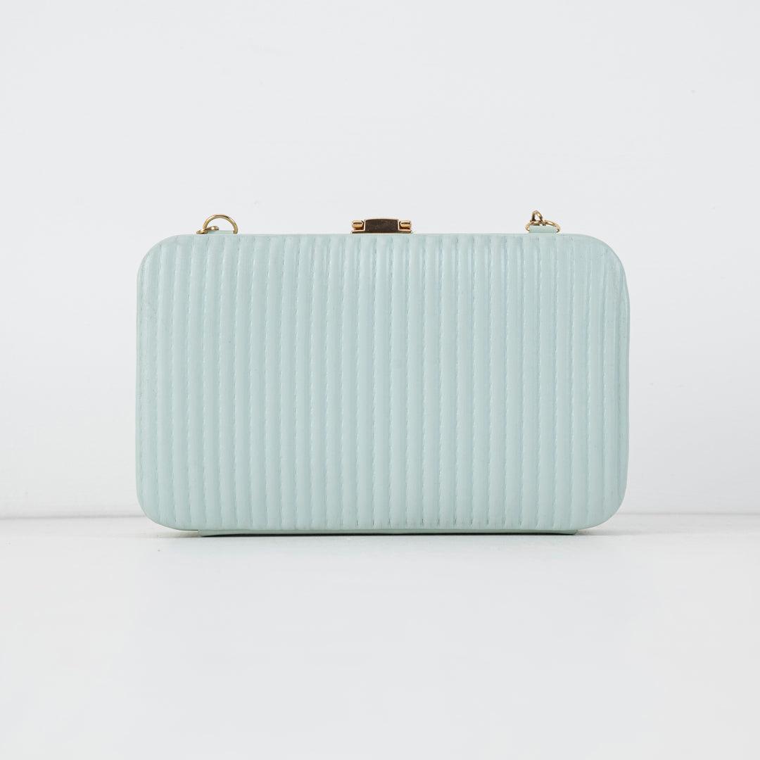 Elegant Ribbed Design Light Blue Clutch - Best Online Brand in Pakistan - Bags online