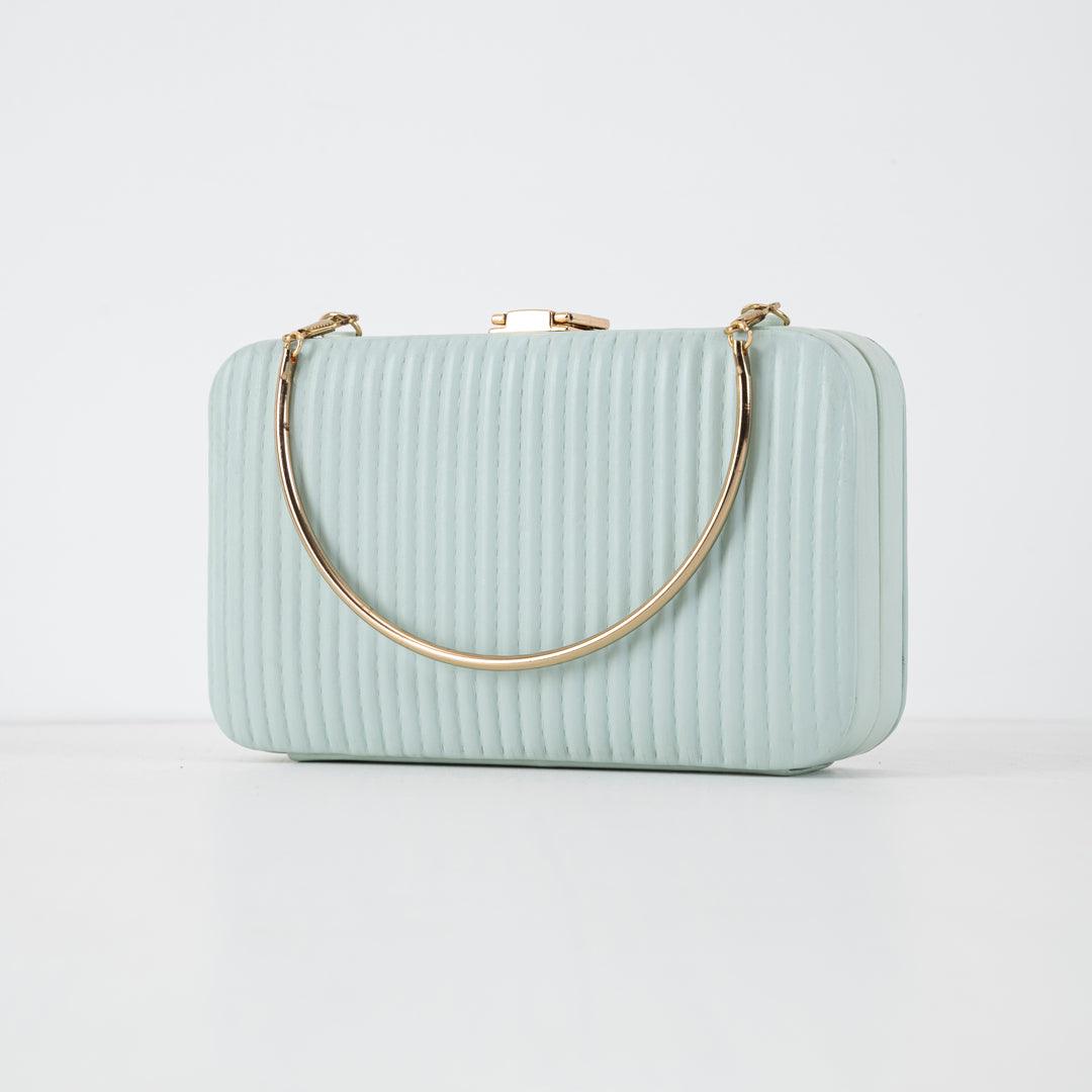 Elegant Ribbed Design Light Blue Clutch - Best Online Brand in Pakistan - Bags online
