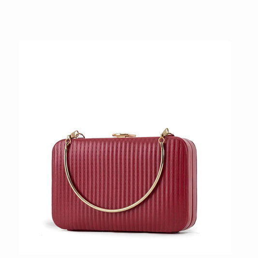 Elegant Ribbed Design RED Clutch - Best Online Brand in Pakistan - Bags online