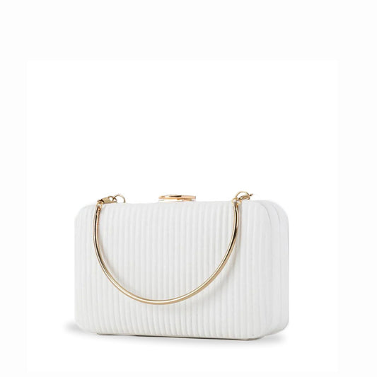 Elegant Ribbed Design WHITE Clutch - Best Online bags Brand in Pakistan - Bags online