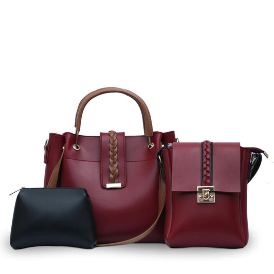 Hand bag 1 three pcs set Maroon - Bags online