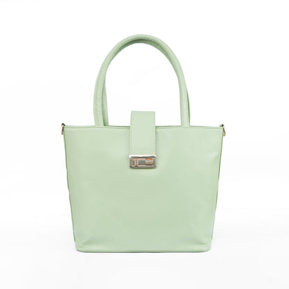 Front view of the Serena emerald green tote bag, a stylish vegan leather handbag for women in Pakistan.