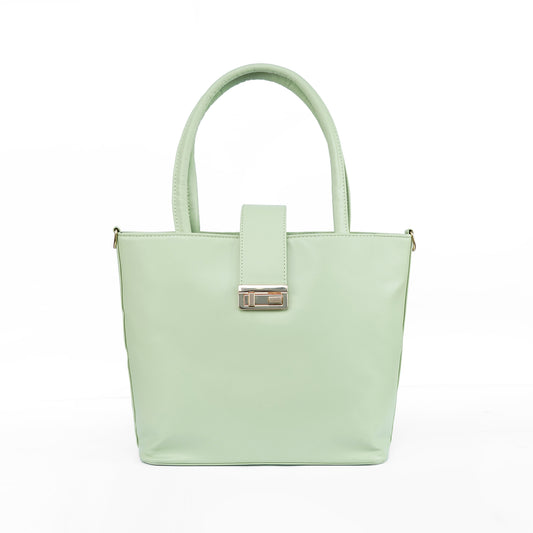 Front view of the Serena emerald green tote bag, a stylish vegan leather handbag for women in Pakistan.