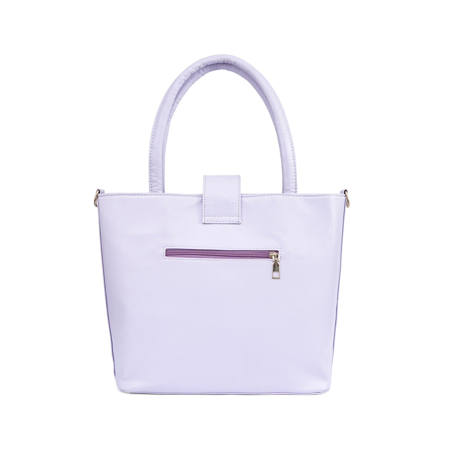 Back view of the Serena lavender tote bag with a small zippered pocket.